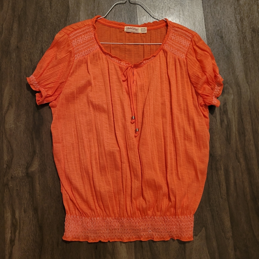 Coral smocked top